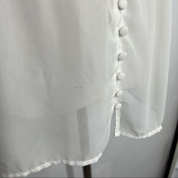 St. John Evening White Size Small Women’s Sheer 3/4 Sleeve Chiffon Top - Picture 3 of 7